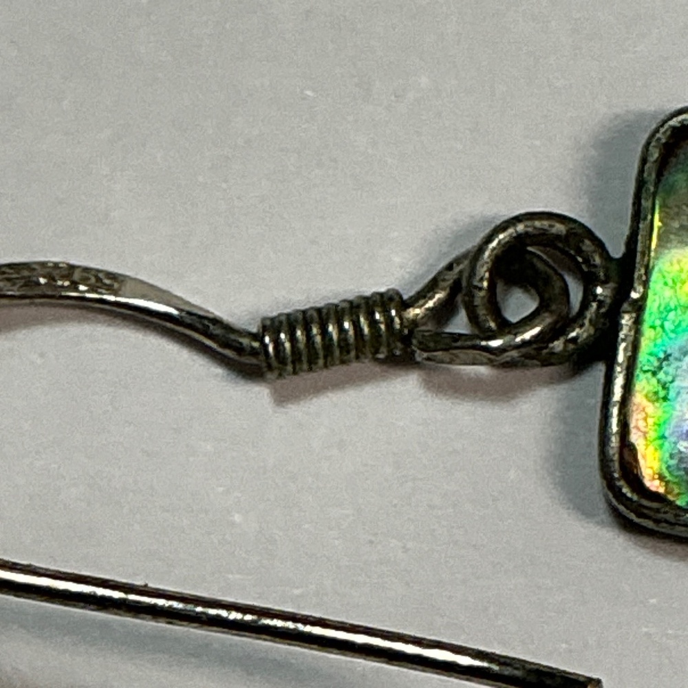 Sterling Silver Rectangle Shape Abalone Shell Ear… - image 6